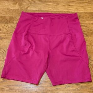 All In Motion | Basic Pink Spandex Long Bike Shorts w/ Pockets Size Large